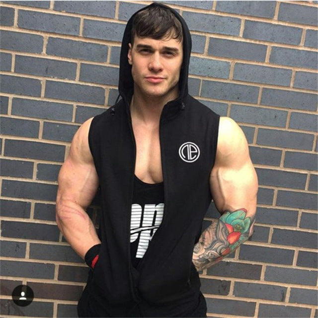 2018 brand Men Sleeveless Hoodie
