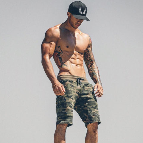 Mens Gym Fitness cotton camouflage shorts