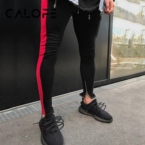 CALOFE 2018 Men Running Pants Striped