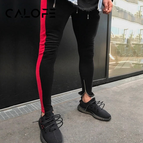 CALOFE 2018 Men Running Pants Striped